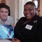 James Wooderson from STA Travel with Vivienne Williams, Turks & Caicos Islands Tourist Board